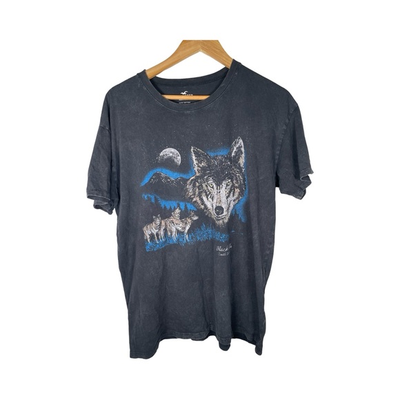 Hollister Other - HOLLISTER distressed black Wolf Graphic T-Shirt small